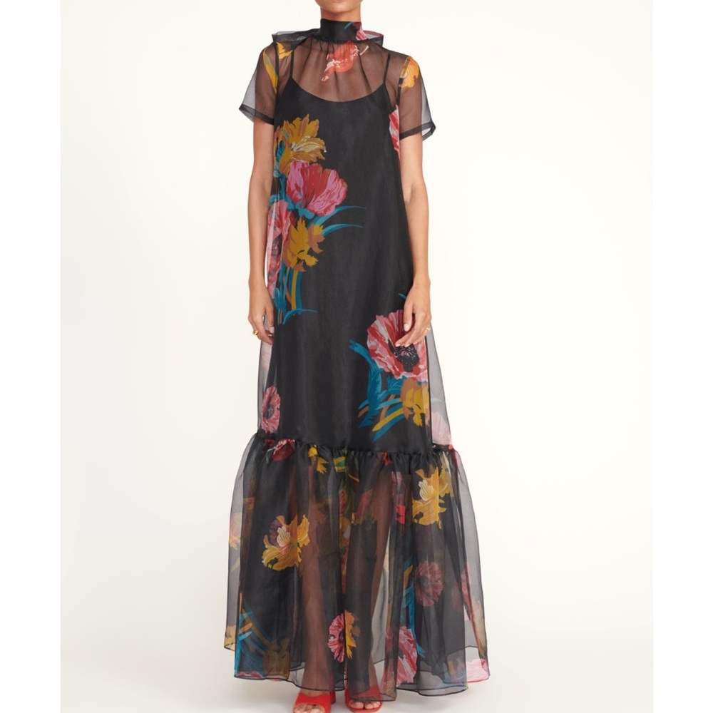 STAUD Calluna Black Floral Maxi Dress